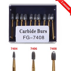 SANDENT 10pcs/pk Dental Trimming&Finishing Gold Carbide Bur FG 7404/7406/7408 st