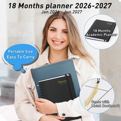 Daily Planner 2026-2027, 18-Month Weekly and Monthly 5.7 x 8.3 inches, Black