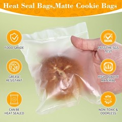 100 Pcs 5×7 Inch Semi-Transparent Heat Seal Bags for Cookies,Matte Cookie Sle…
