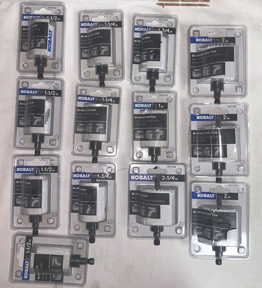 LOT OF 13 Kobalt Bi-Metal Hope Saw 1-in 1-1/4-in 1-1/2-in 1-3/4-in 2-in 2-1/4-in
