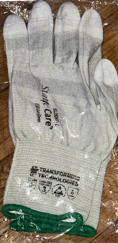 ESD Gloves Lint Free PU Coated Finger Top Fit Antistatic Carbon Fiber