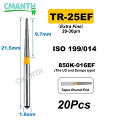 US Fine Dental Burs Diamond Burs High Speed Turbines Drills Tools 1.6mm 20pcs