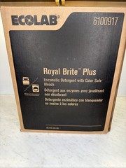 ECOLAB 6100917 Royal Brite Plus Enzymatic Detergent Color Safe Bleach 45lbs New