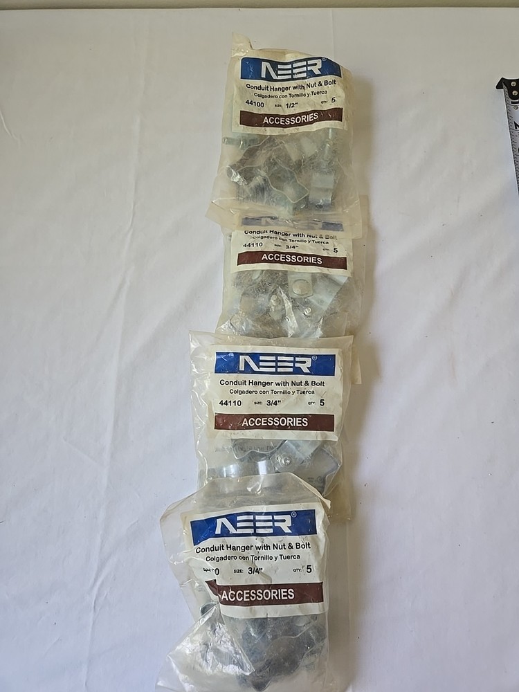 Neer 49110 3/4″ Conduit Hanger With Nut & Bolt, Lot of 4 , New