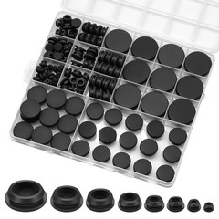 125PCS Black Rubber Plugs for Round Holes Box, 1″ 3/4″ 5/8″ 1/2″ 3/8″ 5/16″ 1…