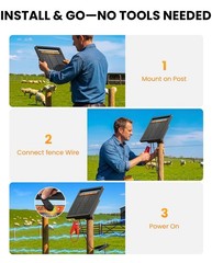 Solar Electric Fence Charger 1.2J Stored Energy, 45 Miles Coverage,8W Solar F…