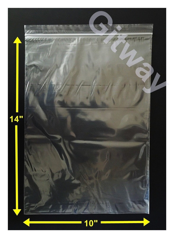 100 set 10″ x 14″ Reclosable Resealable Zip Top Lock Clear Plastic Bags 2ML