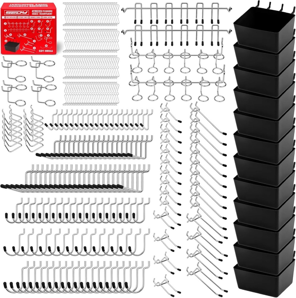 Pegboard Organizer Peg Board Hooks 300-Piece Hooks for Black