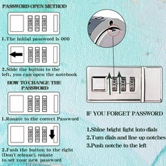 Diary with Lock, A5 Lockable Journal, PU Leather 8.6×5.9 inches, Cyan