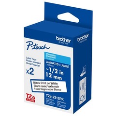Genuine Brother TZe-2312PK Black on White 12mm 1/2″ P-Touch Label Tape