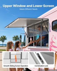 VEVOR 74×40 in Concession Window Aluminum Alloy Service Window for Food Truck