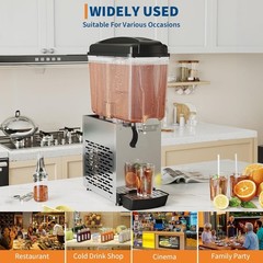 18L Commercial Cold Juice Dispenser, Single Tank Ice Drink Machine for Business