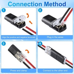 50Pcs Low Voltage Wire Connectors, Double Wire Plug in Connector