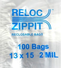 200 Bags 13 x 15″ Clear 2mil Large Reloc Zippit Reclosable Bags Top Lock Jumbo