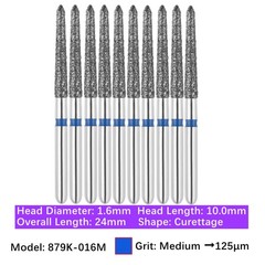 10/pk Vakker Dental FG Diamond Burs Gingival Curetage 879K-016M Medium Grit