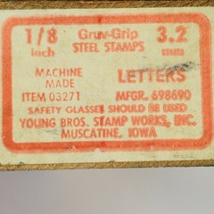 Young Brothers Gruv Grip Reversed 1/8” Steel Stamp Letters Complete Set