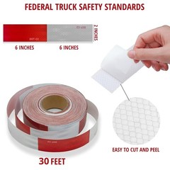 DOT-C2 Reflective Tape 2 Inch X 30 FT Waterproof Red/White Adhesive Conspicuity