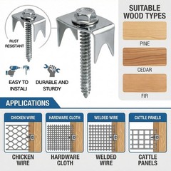 Effortless Fence Staples: 200 Pcs Reusable 1.6 Inch Steel Screws with Hex Socket