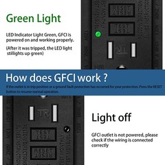 GFCI Outlet 20 AMP AC Receptacles Tamper Resistant LED Indicator Indoor Outdoor