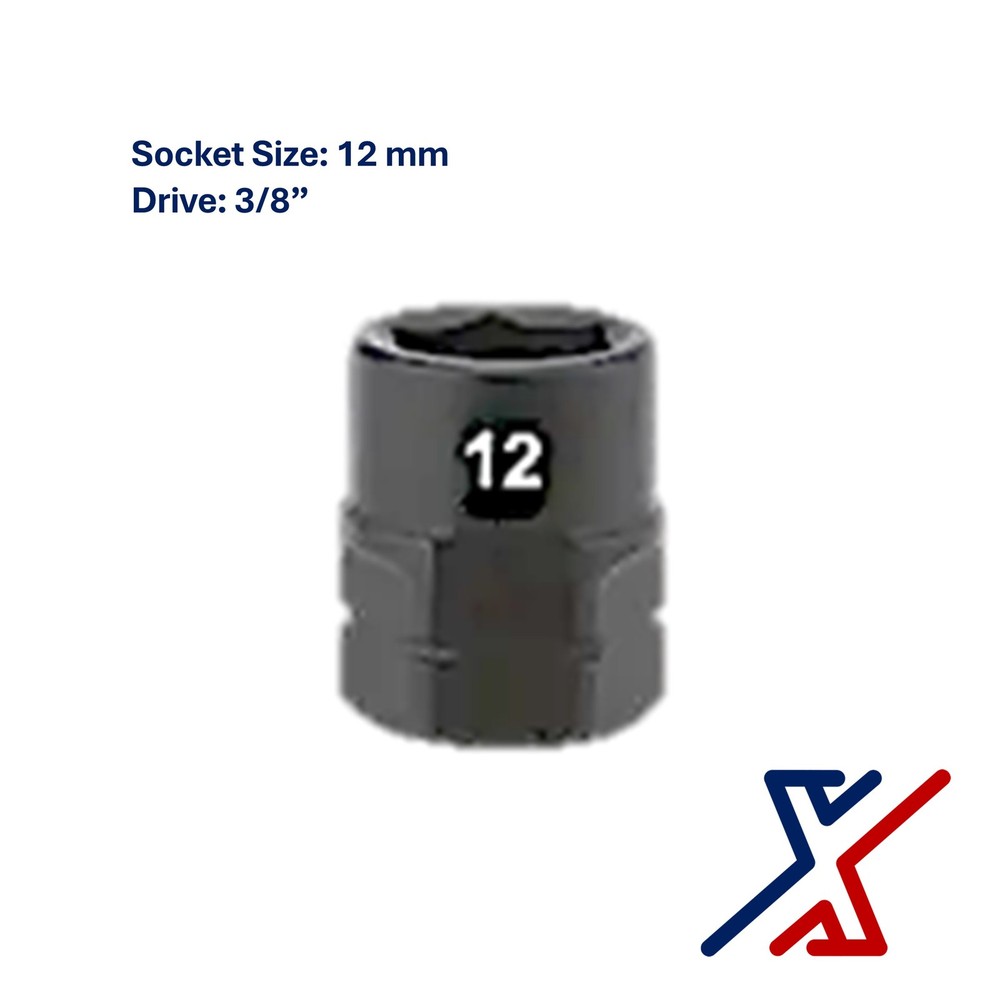 12mm. x 3/8″ Drive Nano Socket / Stuby Socket by X1 Tools