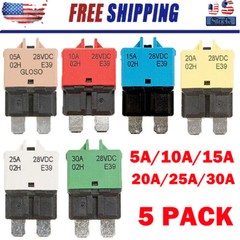 5PC 5A-30A Circuit Breakers Resettable Blade Type Fuse Car Truck Boat Marine