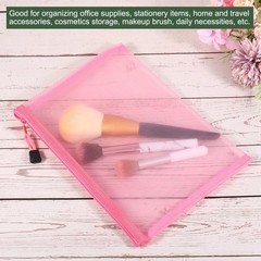 6 Pack Mesh Cosmetic Bags A5 Nylon Pencil Cases Zipper Organizer Black