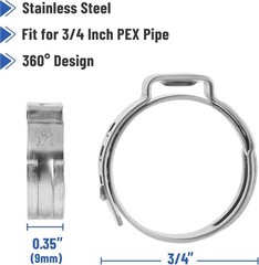 Bates- PEX Cinch Clamp Rings, 3/4″, “50 Pack, Stainless Steel, Pex Clamps