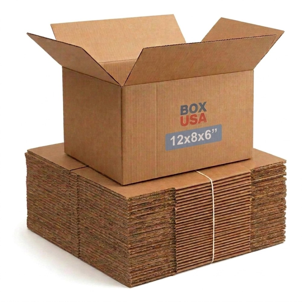 BOX USA Small Shipping Boxes 12″L x 8″W x 6″H 12x8x6″ (25-Pack), Kraft Brown