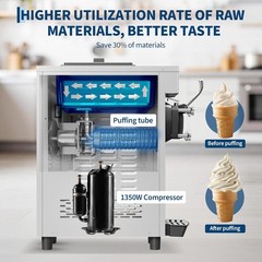 1500W Commercial Ice Cream Machine Countertop Soft Serve Ice Cream Maker