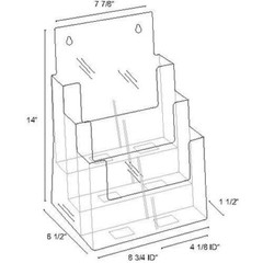 Dazzling Displays Clear Acrylic 3-Tier Brochure Holder 8.5″w or 4″w Literature