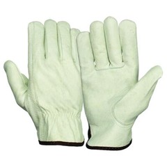 12 Pair Pack, Cowhide Grain Leather Drivers, work safety gloves (PPE), Size L