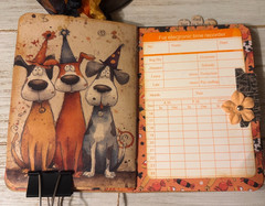 Junk Journal Handmade Booklet Book Vintage “Halloween Dogs” Pockets, Ephemera