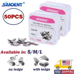 50Pcs Dental Matrices Bands Sectional Contoured Metal Matrix bands S/M/L
