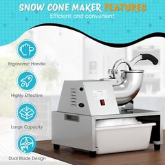 500LB/H Commercial Snow Cone Machine,300W Big Ice Shaving Machine for Home Party