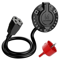 15A 125V AC Port Plug 12AWG RV Shore Power Inlet Socket with 18” Extension Cord