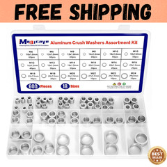 600 Pcs Aluminum Crush Washer Assortment Kit – 18 Sizes