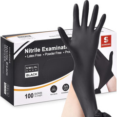 Nitrile Exam Gloves, Black, Medium, 100-ct Box, 4-mil, Latex-Free, Powder-Free,