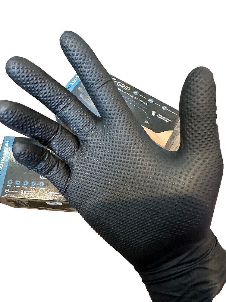 Diamond Grip 8MIL Nitrile Gloves – Black, SIZE: MEDIUM (Pack of 100)