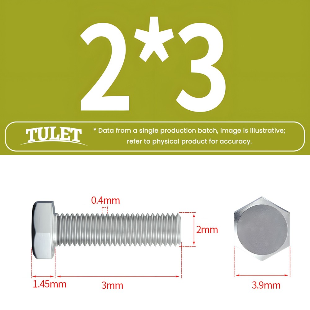 M2 Hex Cap Bolts / Screws, A2 Stainless Steel, 0.40 Coarse DIN 933 Tap 18-8
