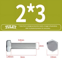 M2 Hex Cap Bolts / Screws, A2 Stainless Steel, 0.40 Coarse DIN 933 Tap 18-8