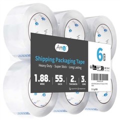“6 Rolls Heavy Duty Carton Sealing Tape, Clear Packing Tape, 1.88” x 55 Yds, 2 M