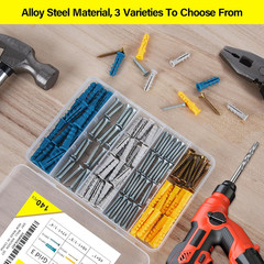 140Pcs Drywall Anchors and Screws Kit (3 Sizes) – Plastic Screw Anchors for Dryw