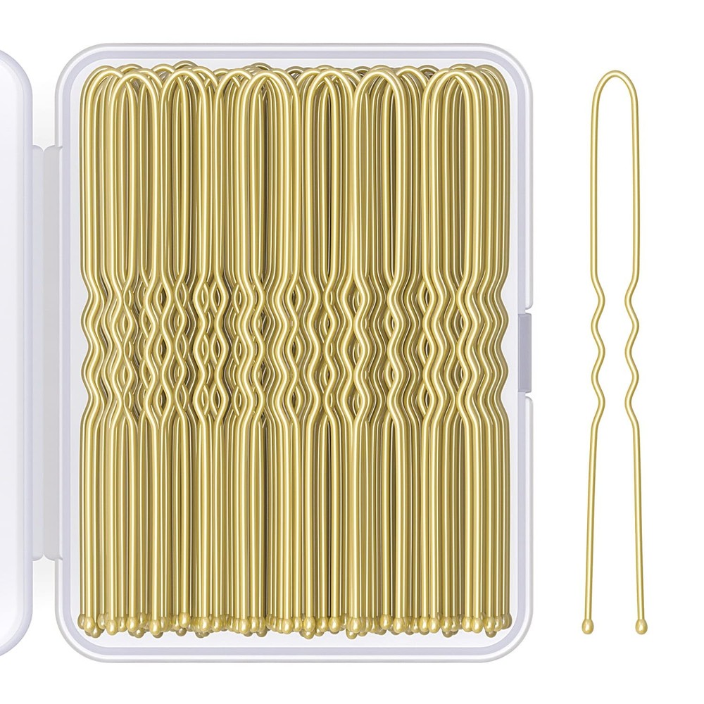 2.8 Inch U Shaped Hair Pins for Women Girls, Long 1 Count (Pack of 100), Gold