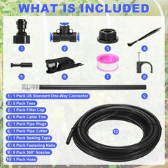 1-Set Drip Irrigation System, 20Ft 5/16″ Hose Garden Watering Misting System …
