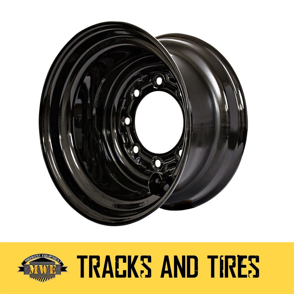 Gloss Black Bolt Hole Rim/Wheel for 12-16.5 Skid Steer Tires