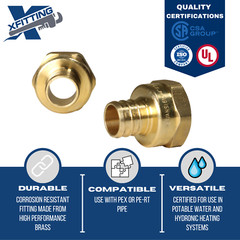 25 PCS 3/4″ PEX X 3/4″ FEMALE THREADED ADAPTER BRASS CRIMP FITTING (LEAD FREE )