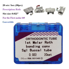 20Sets Dental Orthodontic Buccal Tubes Convertible 1st Molar Tube MBT Roth 022