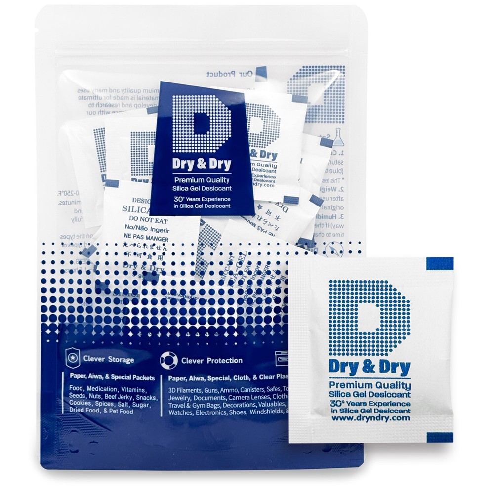 3 gram X 50 PK “Dry & Dry” Silica Gel Desiccant Packets(Reusable)-FDA Compliant