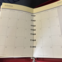 Franklin Covey Day One Red Agenda Planner Ring Retractable Handles w/Blank paper