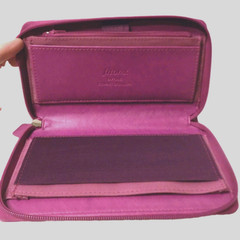 New defect FILOFAX Saffiano Compact Zip Organizer Planner wallet Raspberry PINK